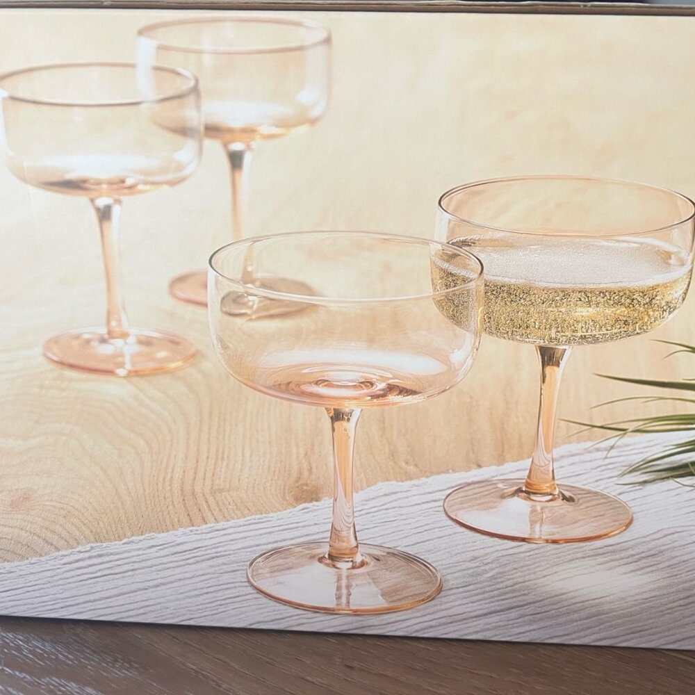 Oake Stackable Coupe Glasses Set of 4 – Blush Pink